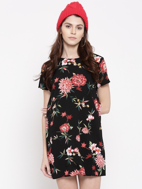 FOREVER 21 Women Black & Red Printed A-Line Dress