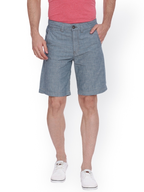 Blue Saint Men Blue Solid Slim Fit Denim Shorts