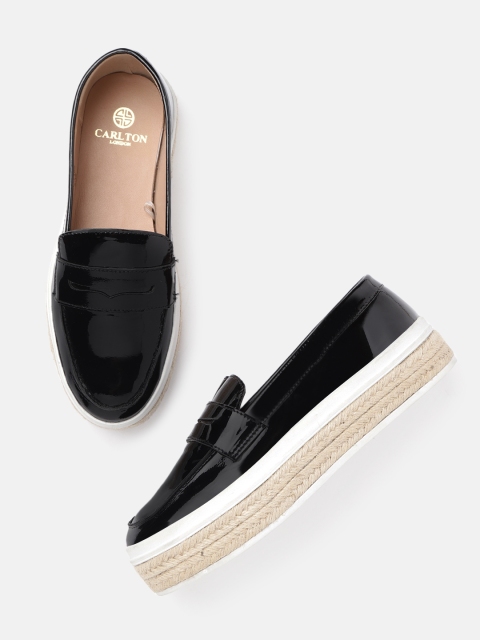 Carlton London Women Black Solid Flatform Espadrilles