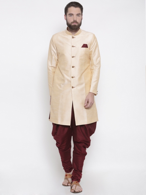 Shahjada Gold Solid Sherwani