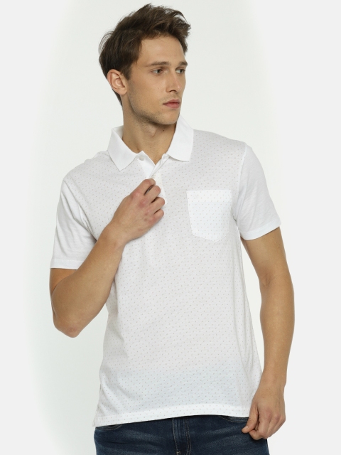 Arrow Men White Solid Polo Collar T-shirt