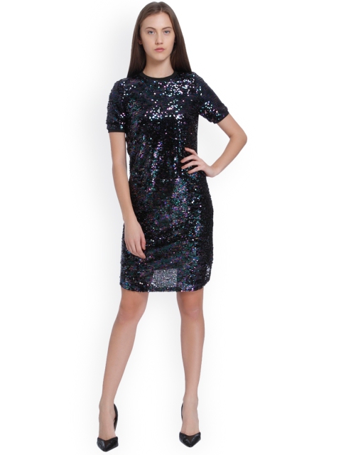 Vero Moda Women Black Embellished A-Line Dress