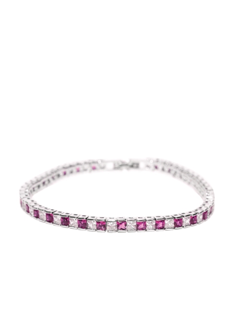 Jewels Galaxy Silver-Toned & Pink Stone-Studded Rhodium-Plated Handcrafted Link Bracelet
Jewels Galaxy Silver-Toned & Pink Stone-Studded Rhodium-Plated Handcrafted Link Bracelet