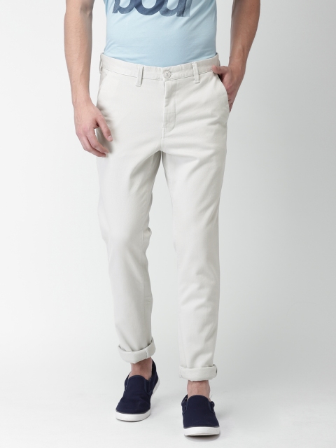 Mast & Harbour Men Grey Regular Fit Solid Trousers
