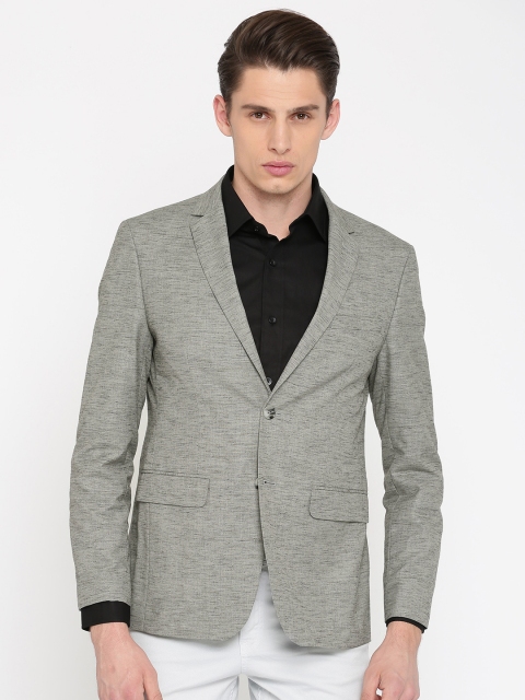 Peter England Grey Single-Breasted Neo Slim Fit Formal Blazer