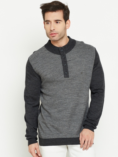 Blackberrys Men Grey Self-Design Sweater