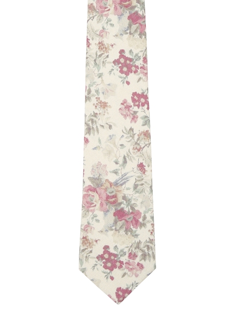 Blacksmith Men Beige Floral Print Tie