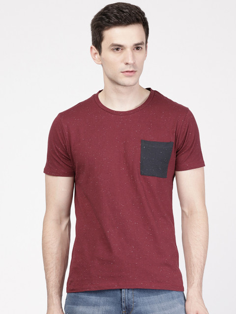 ether Men Burgundy Round Neck T-shirt with Nep Effect
ether Men Burgundy Round Neck T-shirt with Nep Effect