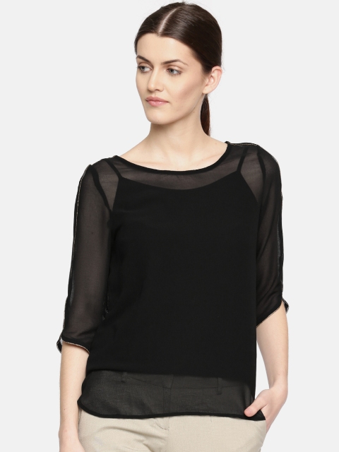 Arrow Woman Women Black Solid Top