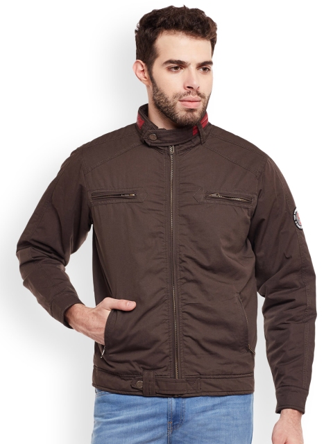 Duke Men Coffee Brown Solid Biker Jacket