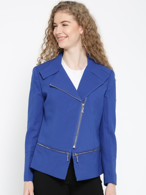 Fort Collins Women Blue Solid Tailored Jacket