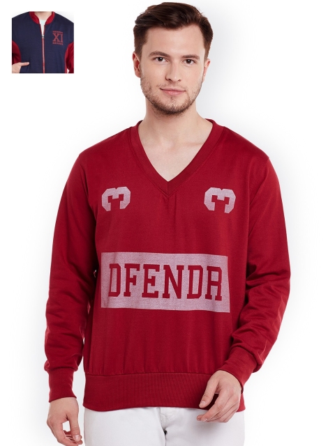 VIMAL Pack of 2 Printed Sweatshirts, Maroon