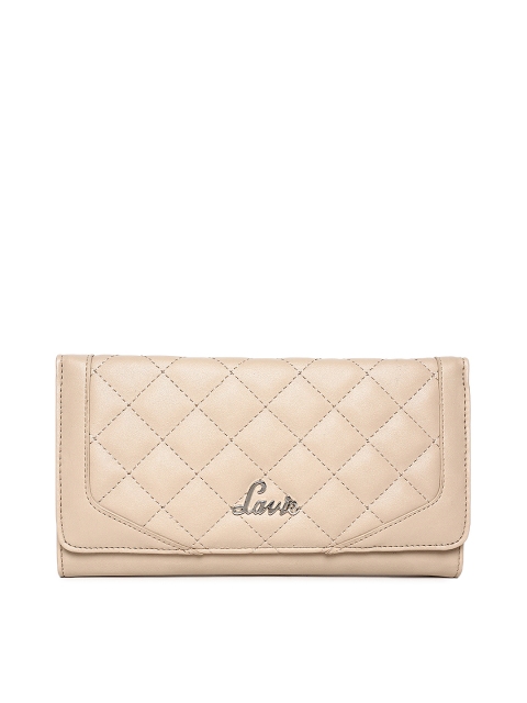 Lavie Women Beige Solid Three Fold Wallet