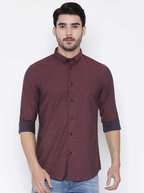 Arrow New York Men Maroon Slim Fit Casual Shirt