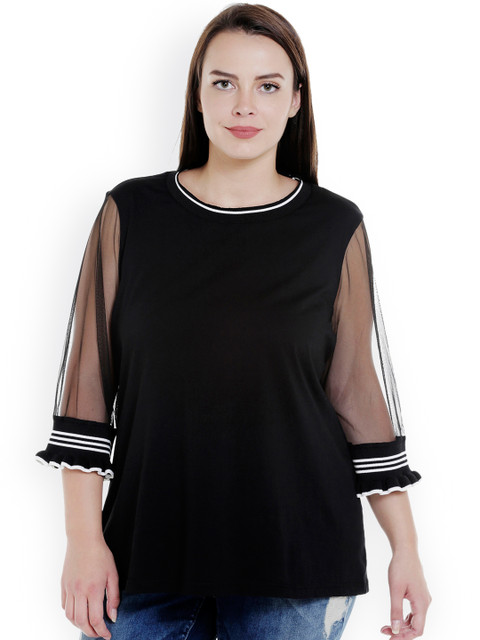 JUNAROSE Plus Size Women Black Solid Top 
JUNAROSE Plus Size Women Black Solid Top