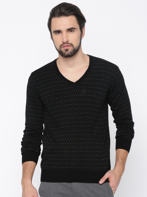Indian Terrain Men Black Printed Pullover