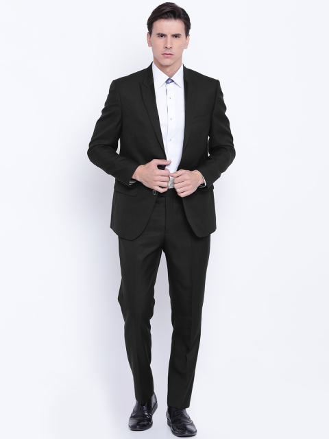 Arrow Men Black Self-Design Tailored Fit Single-Breasted Formal Suit