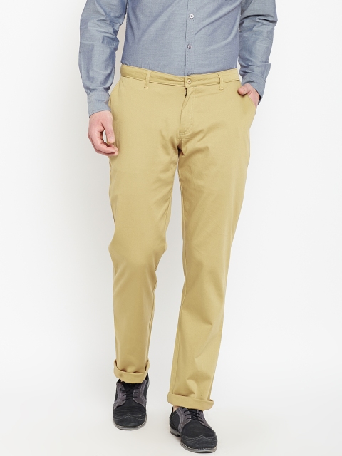 Blackberrys Men Khaki B-90 Regular Fit Solid Trousers