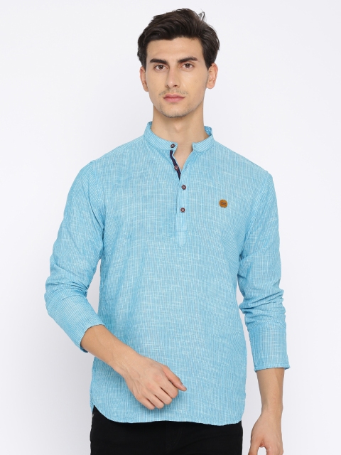 Freehand Men Blue Straight Kurta