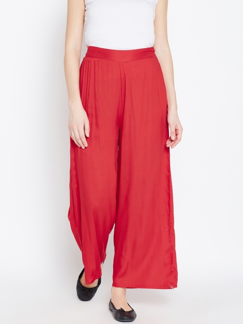 Biba Women Red Straight Solid Palazzos