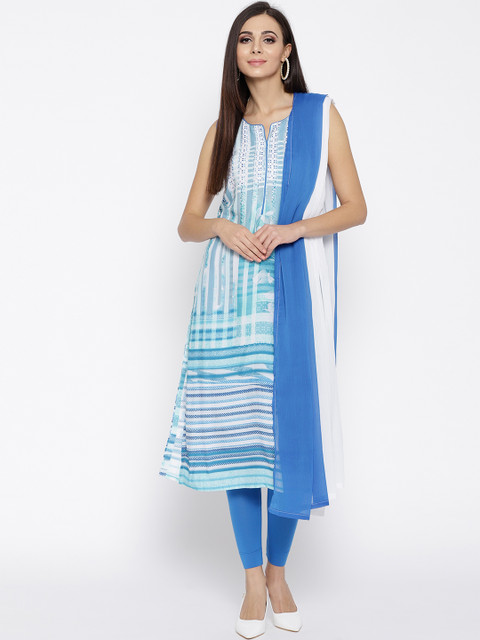 Biba Women Blue & White Printed Straight Kurta with Leggings & Dupatta
Biba Women Blue & White Printed Straight Kurta with Leggings & Dupatta