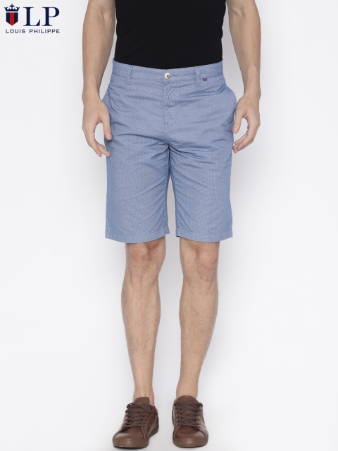 Louis Philippe Sport Men Blue Printed Slim Fit Chino Shorts