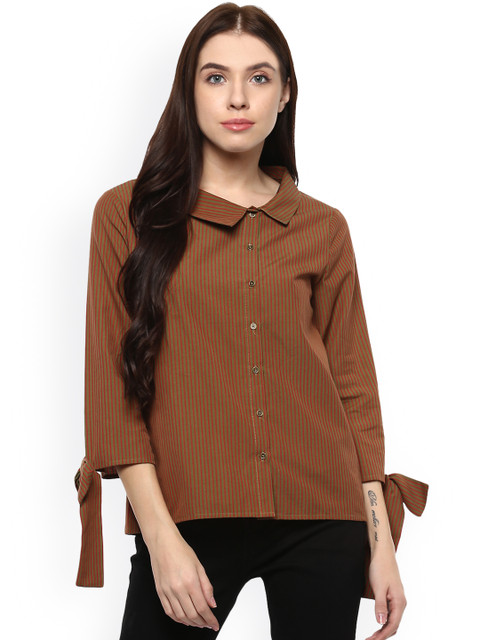 STREET 9 Women Olive Green & Red Regular Fit Striped Casual Shirt
STREET 9 Women Olive Green & Red Regular Fit Striped Casual Shirt