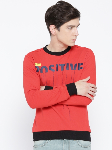United Colors of Benetton Men Red Printed Sweatshirt