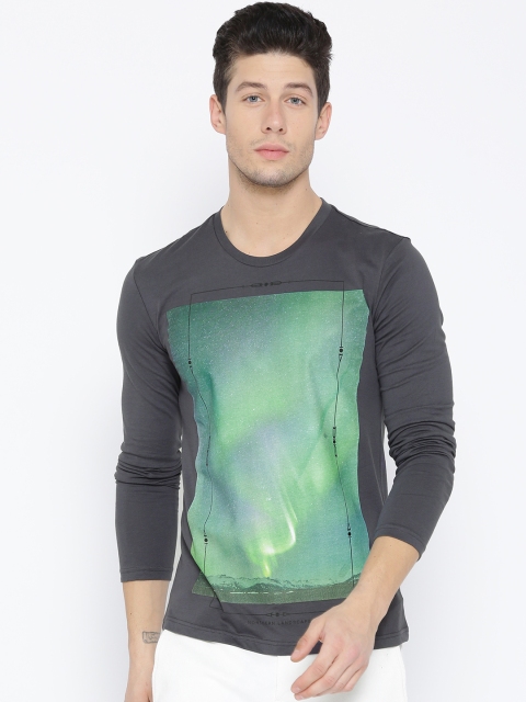 United Colors of Benetton Men Grey Printed Round Neck T-shirt