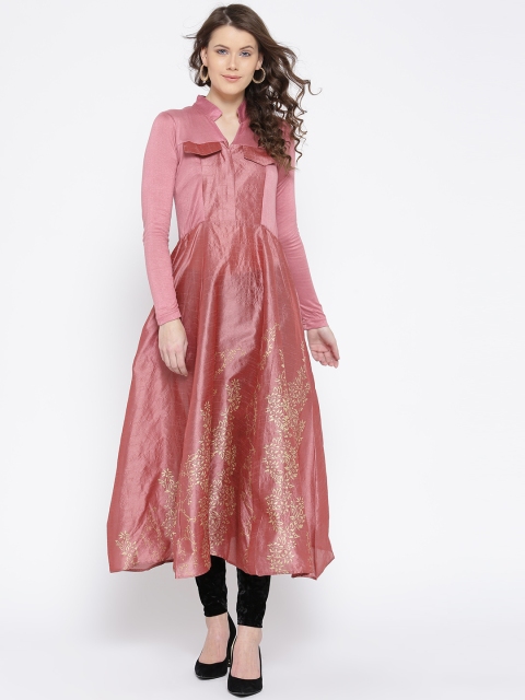 Ira Soleil Women Pink Solid Anarkali Kurta