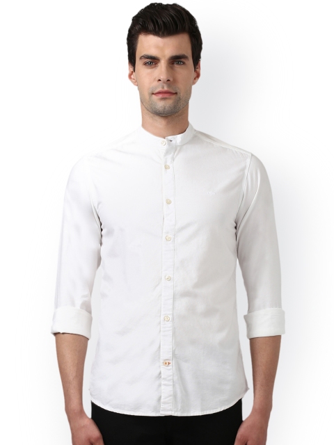 ColorPlus Men White Regular Fit Solid Casual Shirt