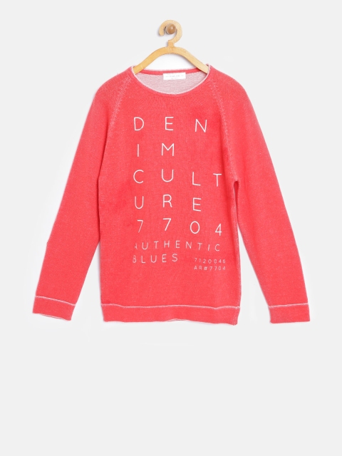 Octave Boys Red Printed Sweater