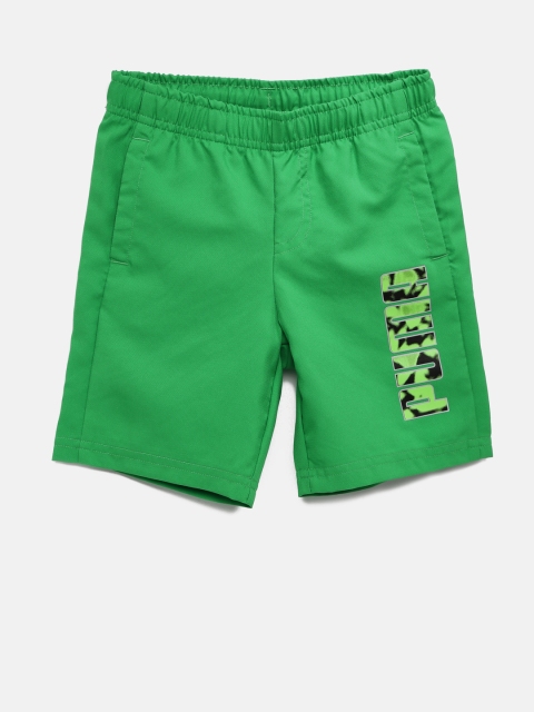 Puma Boys Green Hero Solid Sports Shorts