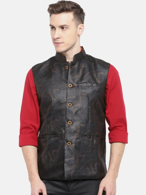 rasm Brown Printed Nehru Jacket