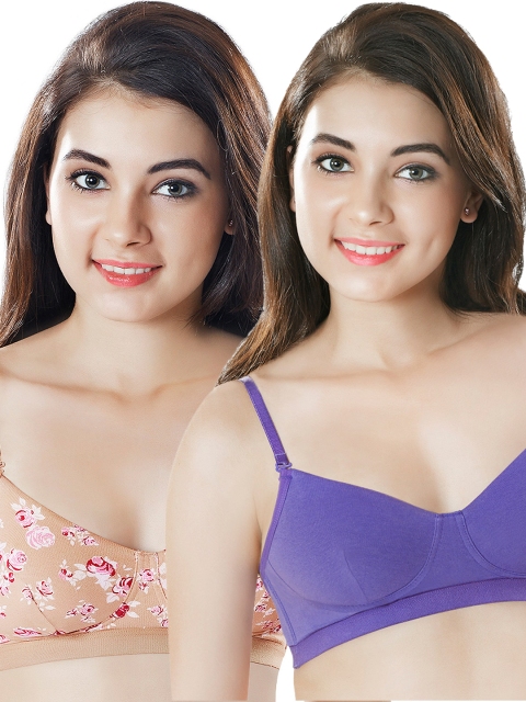 Amante Pack of 2 Bras, Purple