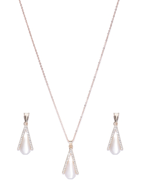 YouBella Gold-Toned & Off-White Stone-Studded Jewellery Set