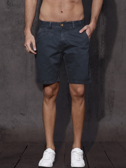 Roadster Men Navy Blue Solid Chino Shorts