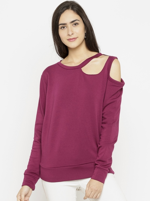 FOREVER 21 Women Burgundy Solid Top