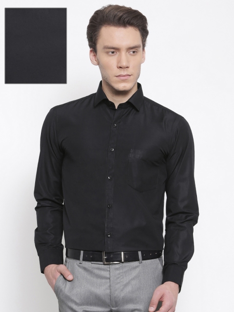 RG DESIGNERS Men Black Slim Fit Solid Formal Shirt