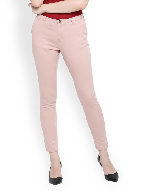 Splash Women Pink Slim Fit Solid Trousers