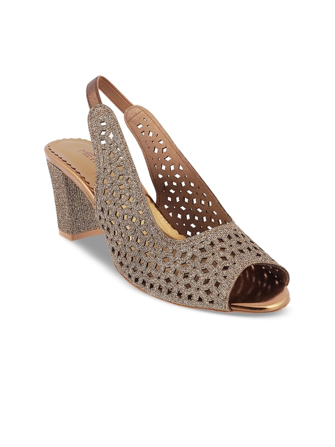 Metro Women Gold-Toned Solid Sandals
