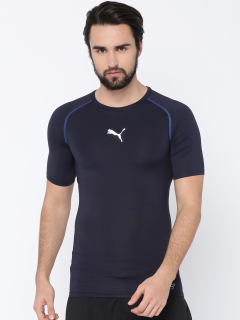 Puma Men Navy TB S/S Solid Round Neck T-shirt, Navy blue