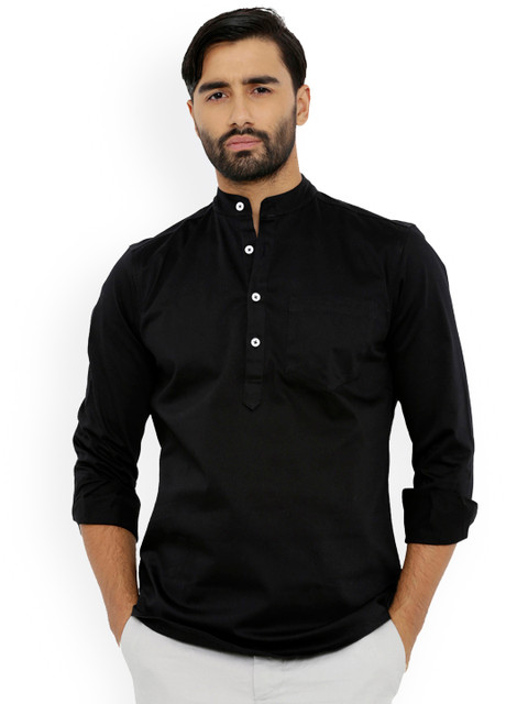 Nick&Jess Men Black Solid Straight Short Kurta 
Nick&Jess Men Black Solid Straight Short Kurta