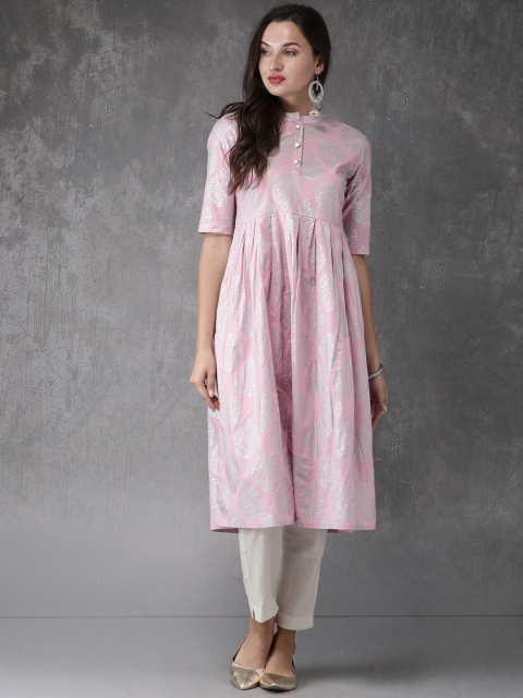Anouk Women Pink Printed A-Line Kurta