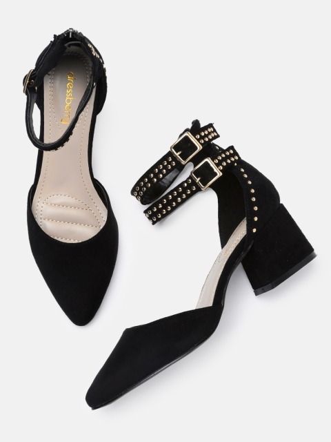 DressBerry Women Black Suede Solid Heels
