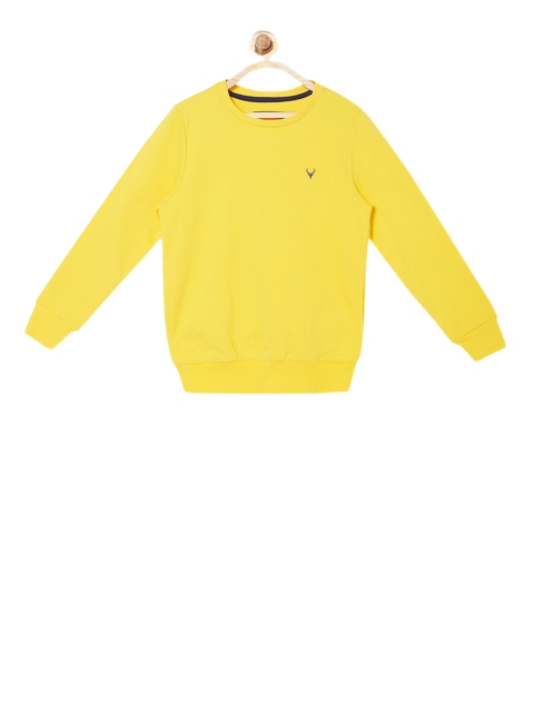 Allen Solly Junior Boys Yellow Solid Sweatshirt