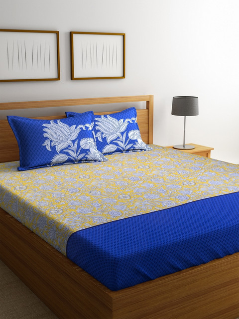 Portico New York White & Navy Blue Ethnic Motifs Flat 150 TC Cotton 1 King Bedsheet with 2 Pillow Covers 
Portico New York White & Navy Blue Ethnic Motifs Flat 150 TC Cotton 1 King Bedsheet with 2 Pillow Covers