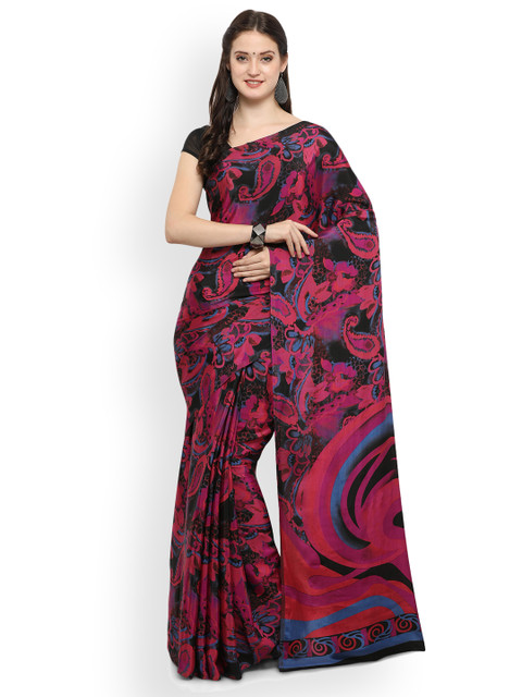 Ligalz Magenta & Black Poly Crepe Printed Saree 
Ligalz Magenta & Black Poly Crepe Printed Saree