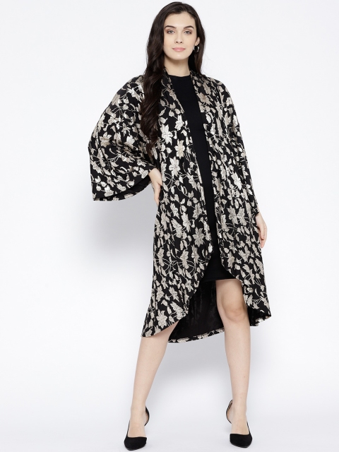 Vero Moda Black Printed Open Front Shrug