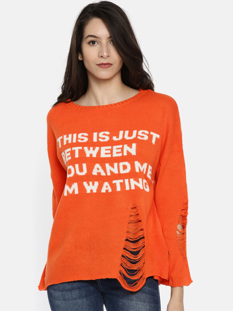 ONLY Women Orange Self-Design Pullover 
ONLY Women Orange Self-Design Pullover